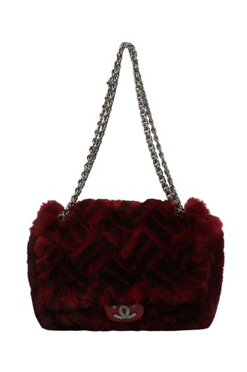 Chanel Paris Red Orylag Rabbit Fur Handbag