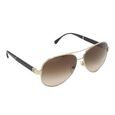 CHANEL QUILTED LEATHER AVIATOR CC SUNGLASSES