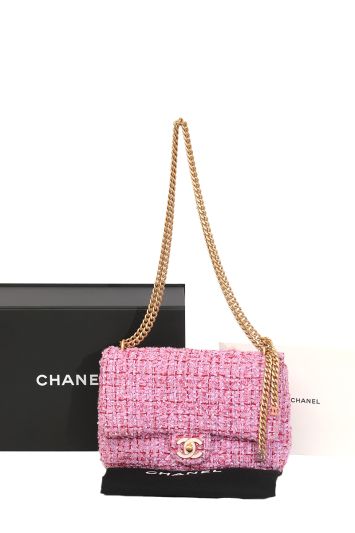 Chanel Tweed Enamel Quilted CC Flap Shoulder Bag