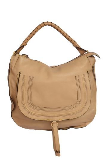 Chloe Marcie Leather Beige Handbag