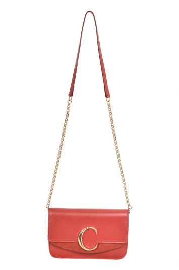 CHLOE PLAID SUEDE C CHAIN BAG