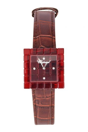 Chopard Ice Cube Red Resin Diamond Ladies Watch