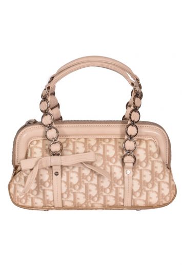 Christian Dior Beige Monogram Trotter Romantic Ribbon Chain Bag