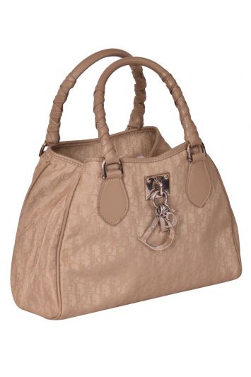 Christian Dior Beige Nylon and Leather Tote Bag