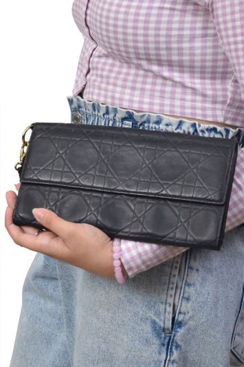 Christian Dior Cannage Black Leather Clutch