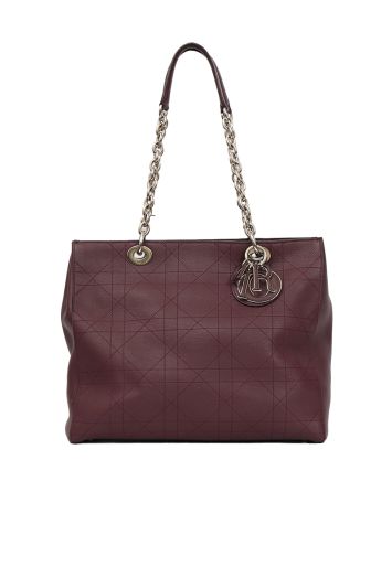 Christian Dior Cannage Burgundy Leather Tote Bag