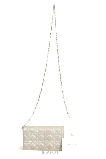 Christian Dior Grey Metallic Wallet On Chain Bag