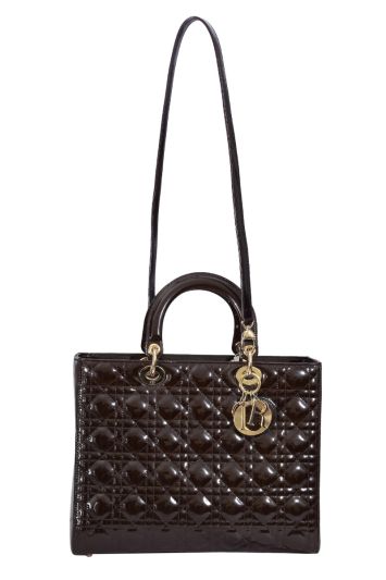Christian Dior Lady Dior Patent Cannage Calfskin Handbag