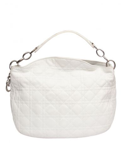 CHRISTIAN DIOR LEATHER WHITE CANNAGE HOBO