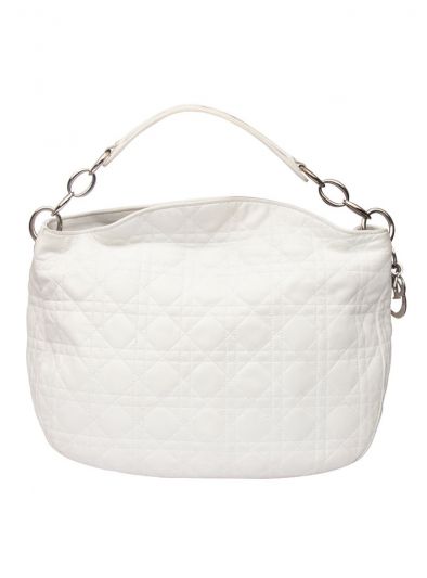 CHRISTIAN DIOR LEATHER WHITE CANNAGE HOBO