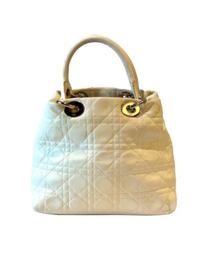 CHRISTIAN DIOR MINI LADY WHITE QUILTED BAG