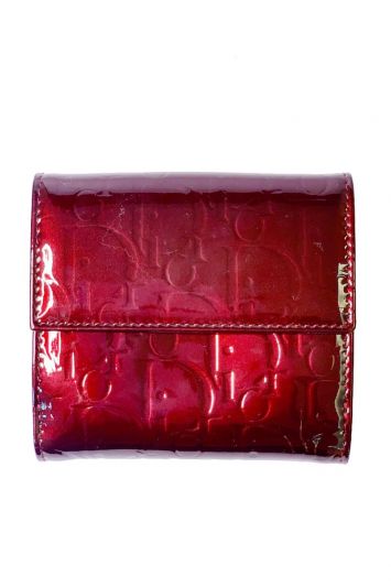 CHRISTIAN DIOR MONOGRAM PATENT LEATHER COMPACT WALLET