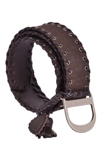 Christian Dior Oblique Monogram Brown Belt with Tassels