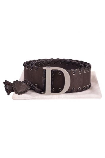 Christian Dior Oblique Monogram Brown Belt with Tassels