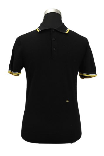 Christian Dior XS Regular Fit Yellow Striped Collar T-Shirt
