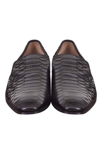 Christian Louboutin Black Python Leather Smoking Loafers