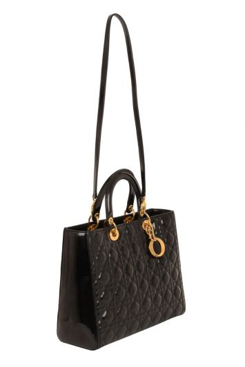 LADY DIOR LARGE CANNAGE PATENT TOTE BAG