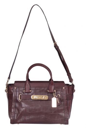 Coach Pebbled Leather Swagger Carryall Handbag