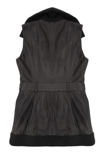 Diane Von Frustenberg Sleeveless Black Leather Vest