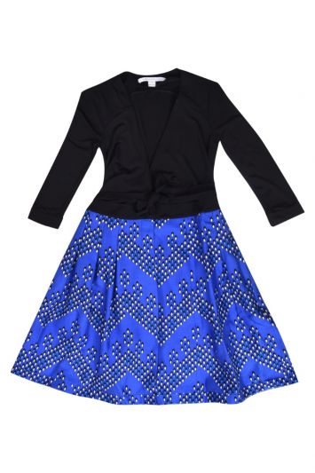 Diane Von Furstenberg Multicolor Dotted Chevron Pattern Jewel Wrap Dress