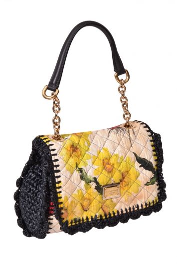 Dolce and Gabbana Crochet Quilted Floral Shoulder Bag