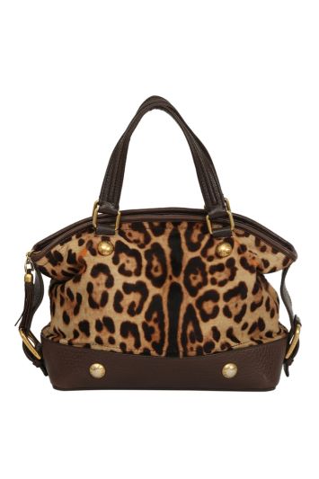 Dolce & Gabbana Brown/Black Leopard Print Calf Hair Handbag