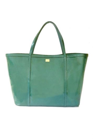 DOLCE & GABBANA GREEN PATENT LEATHER TOTE BAG