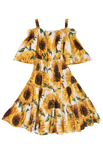 Dolce & Gabbana Yellow Sunflower Cotton Dress