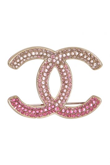 Chanel Logo Ombré Pink Brooch