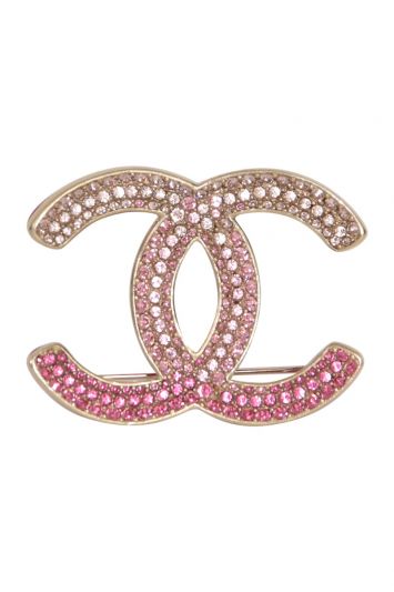 Chanel Logo Ombré Pink Brooch