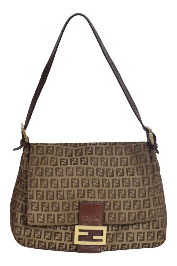 Fendi Tobacco Zucca Canvas Vintage Flap Shoulder Bag