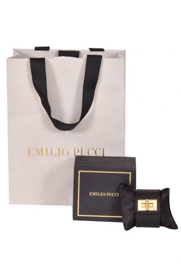 Emilio Pucci Leather Twist Lock Bracelet