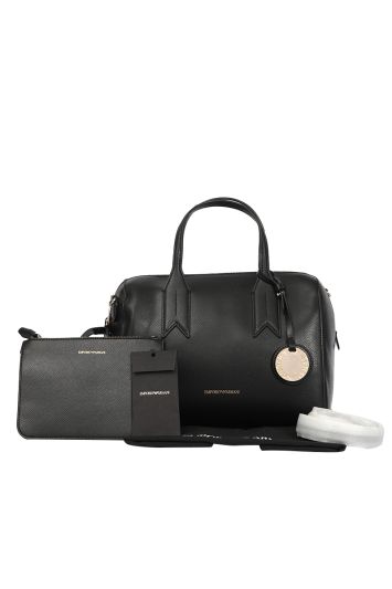 Emporio Armani Black Leather Bauletto Bag