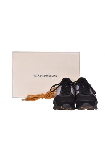 Emporio Armani Mesh And Suede Detail Sneakers