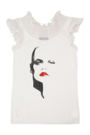 Emporio Armani White Ruffled T-Shirt