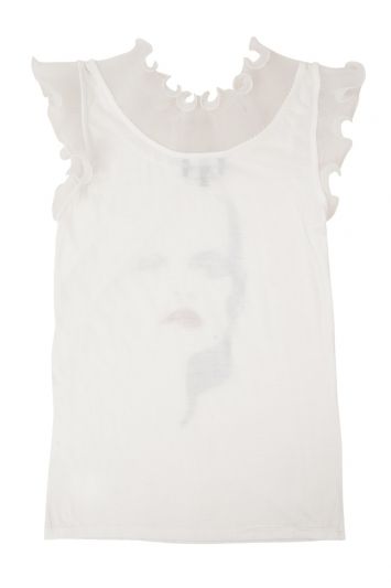 Emporio Armani White Ruffled T-Shirt