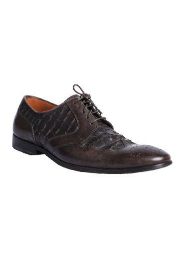 Etro Brown Woven Wholecut Oxford Shoes