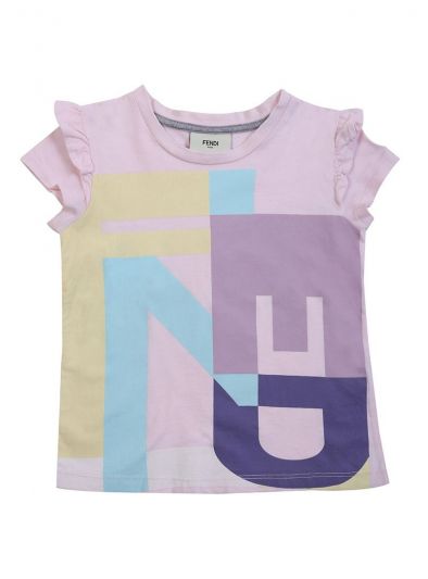 FENDI BABY PINK PRINTED FENDI T- SHIRT