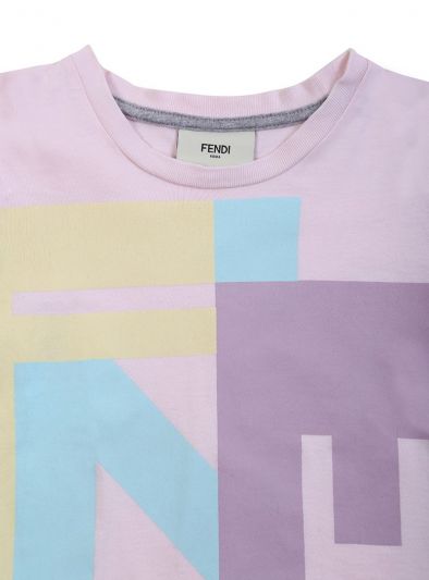 FENDI BABY PINK PRINTED FENDI T- SHIRT