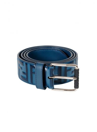 FENDI BLUE SIGNATURE EMBOSSED BELT