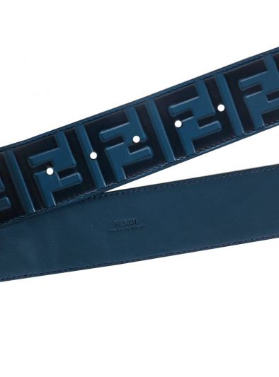 FENDI BLUE SIGNATURE EMBOSSED BELT