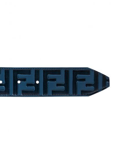 FENDI BLUE SIGNATURE EMBOSSED BELT