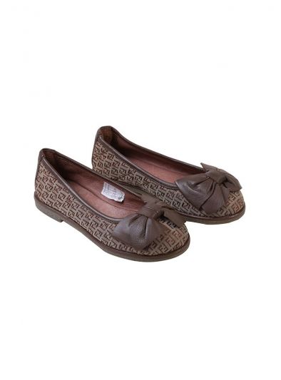 FENDI BROWN SIGNATURE FF MONOGRAM BALLERINAS