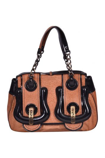 Fendi  BrownBuckle Leather Shoulder Bag