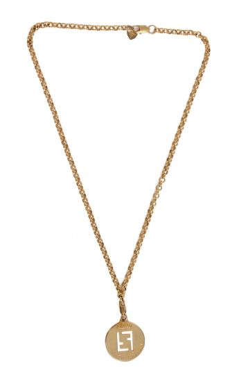 Fendi Identification Gold Tone Metal Pendant