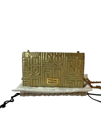 FENDI METALLIC NAPPA LOGO EMBOSSED LONG WALLET ON CHAI