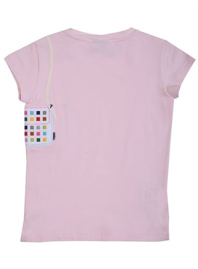 FENDI PASTEL PINK EMBROIDERED PATCHWORK T-SHIRT