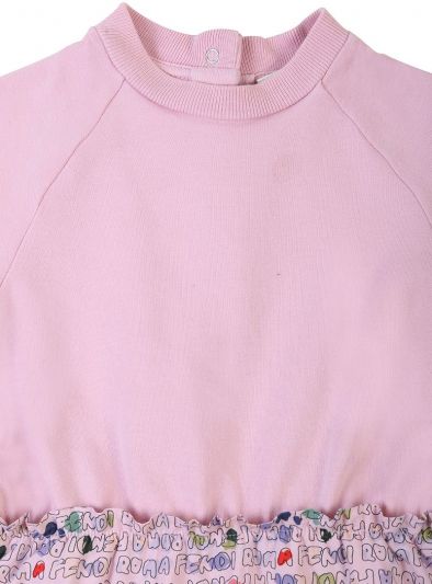 FENDI PASTEL PINK FENDI MONOGRAM COTTON JERSEY DRESS