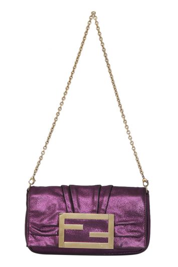 Fendi Purple Metallic Chain Shoulder Bag