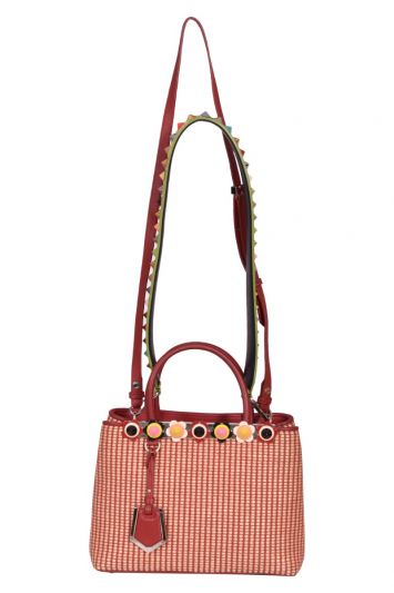 Fendi Raffia & Leather Flowerland Embellished 2jours Tote Bag